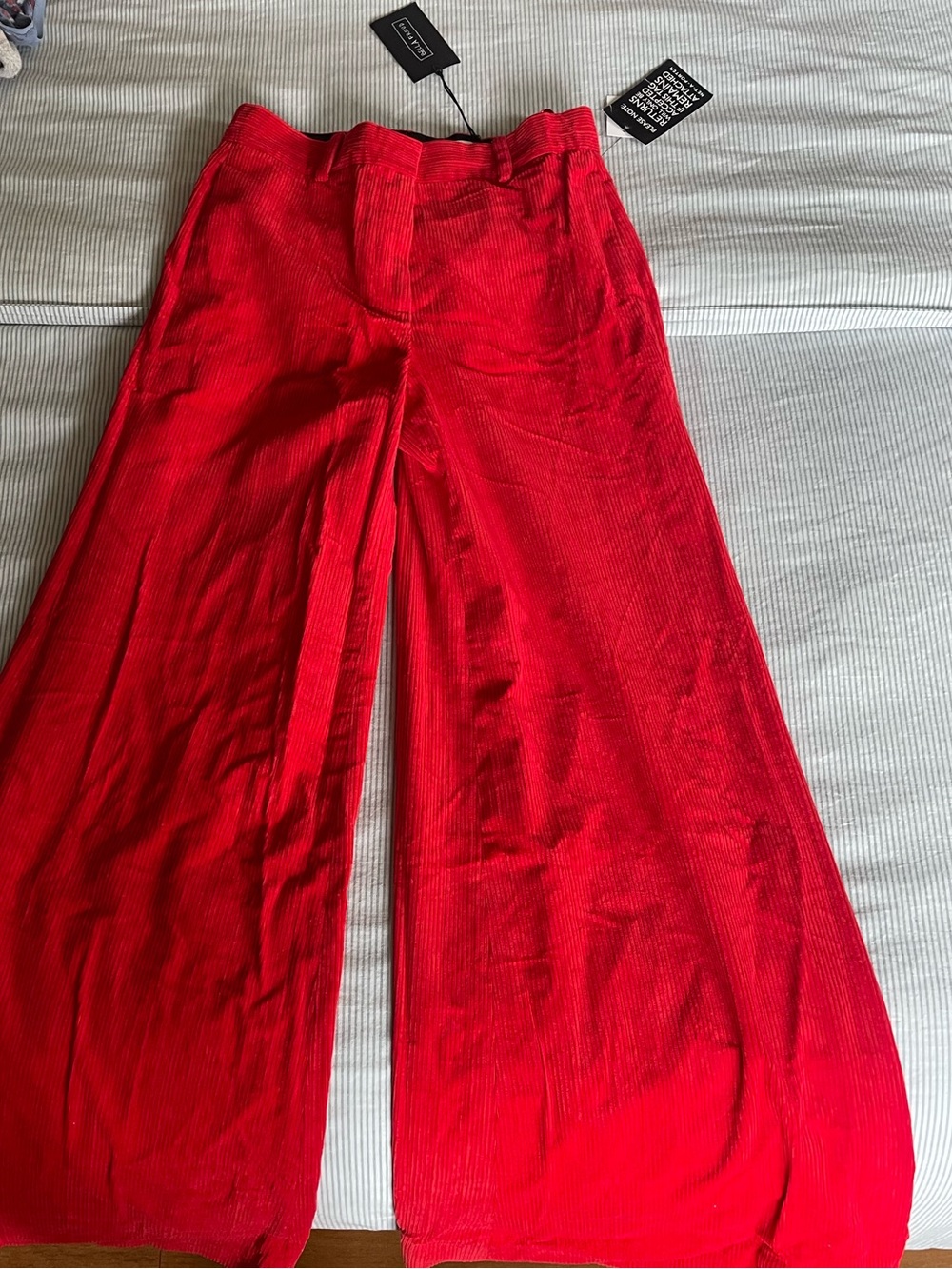 NWT Bella Freud red cordoroy wide leg pants